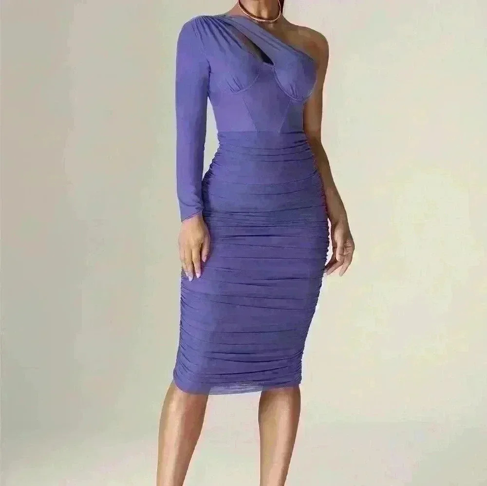 ALIEVA Lida Asymmetrical Cut-Out Midi Dress
